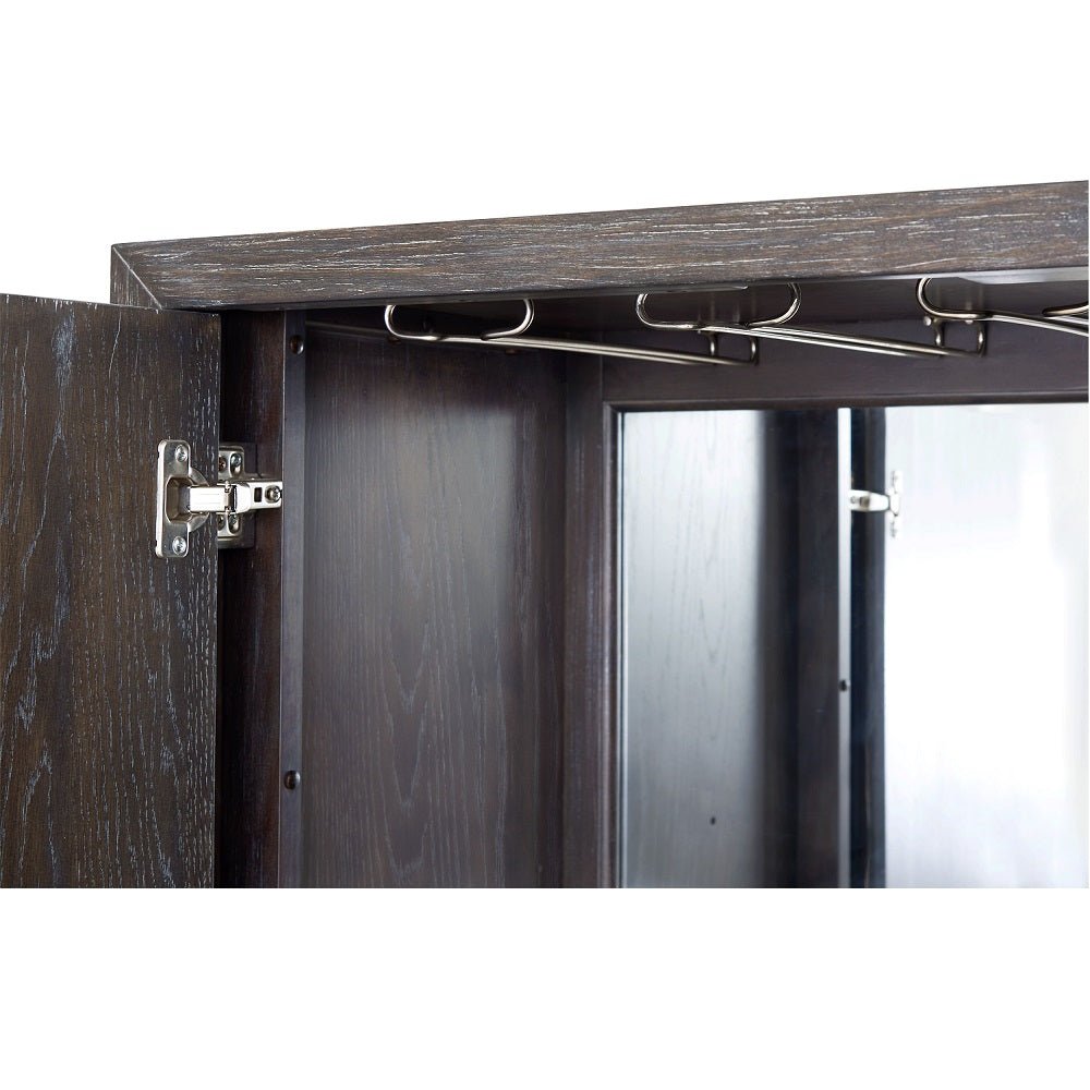 Andra Bar Cabinet AC02509 Hand Brushed Gray Oak & Chrome Finish | Acme | Home Elegance USA