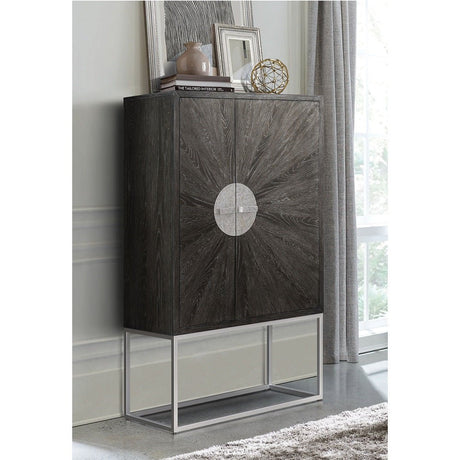 Andra Bar Cabinet AC02509 Hand Brushed Gray Oak & Chrome Finish | Acme | Home Elegance USA