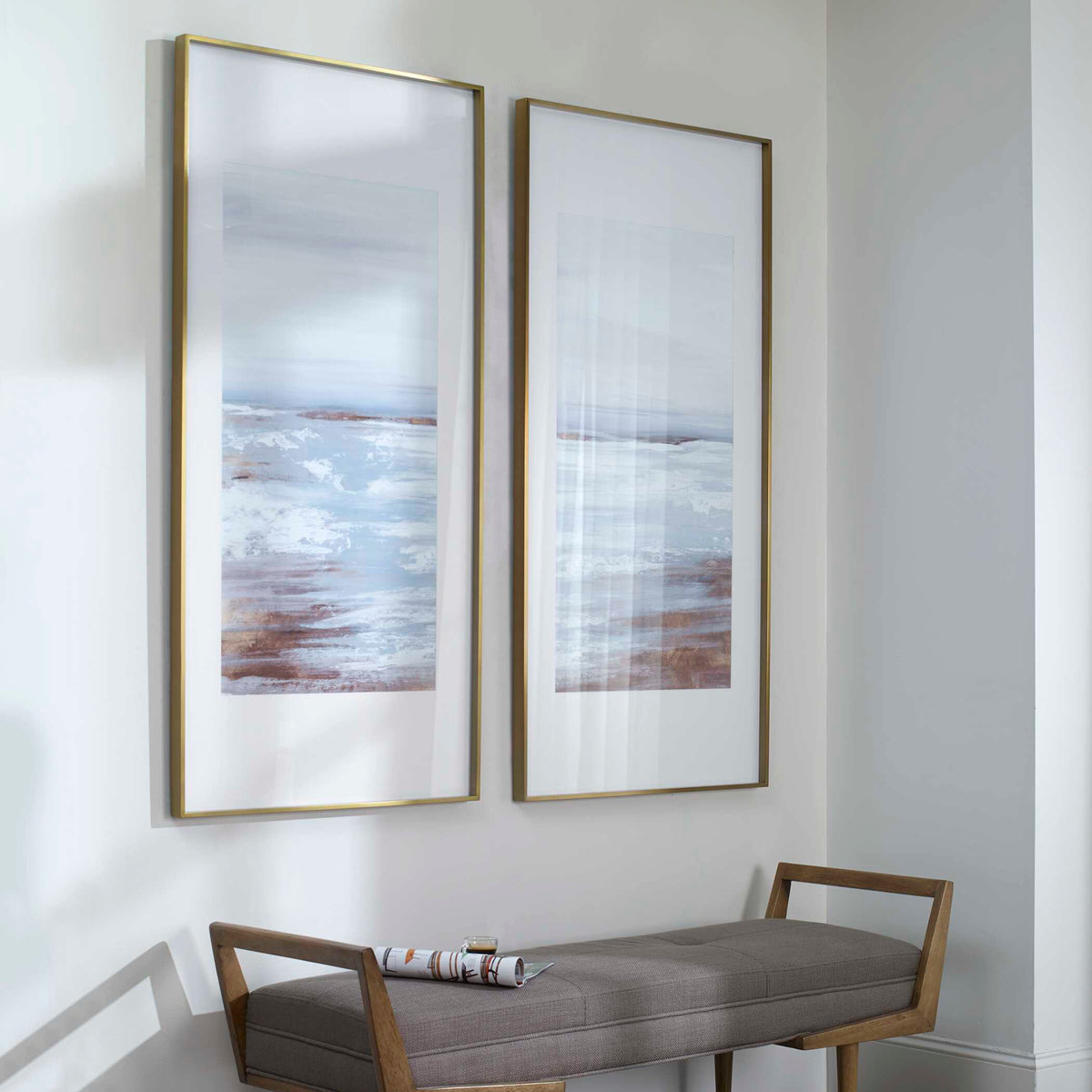 Coastline Framed Prints (Set of 2) - Light Brown / White by Uttermost - View 3
