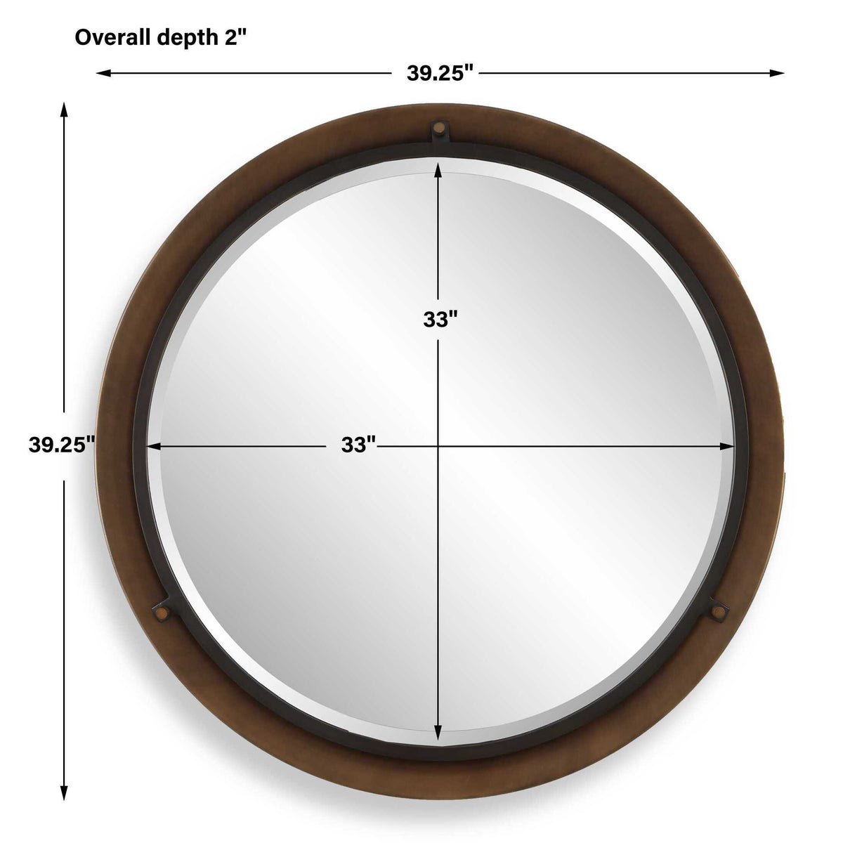 Porthole Round Mirror Bronze - Black by Uttermost - View 7