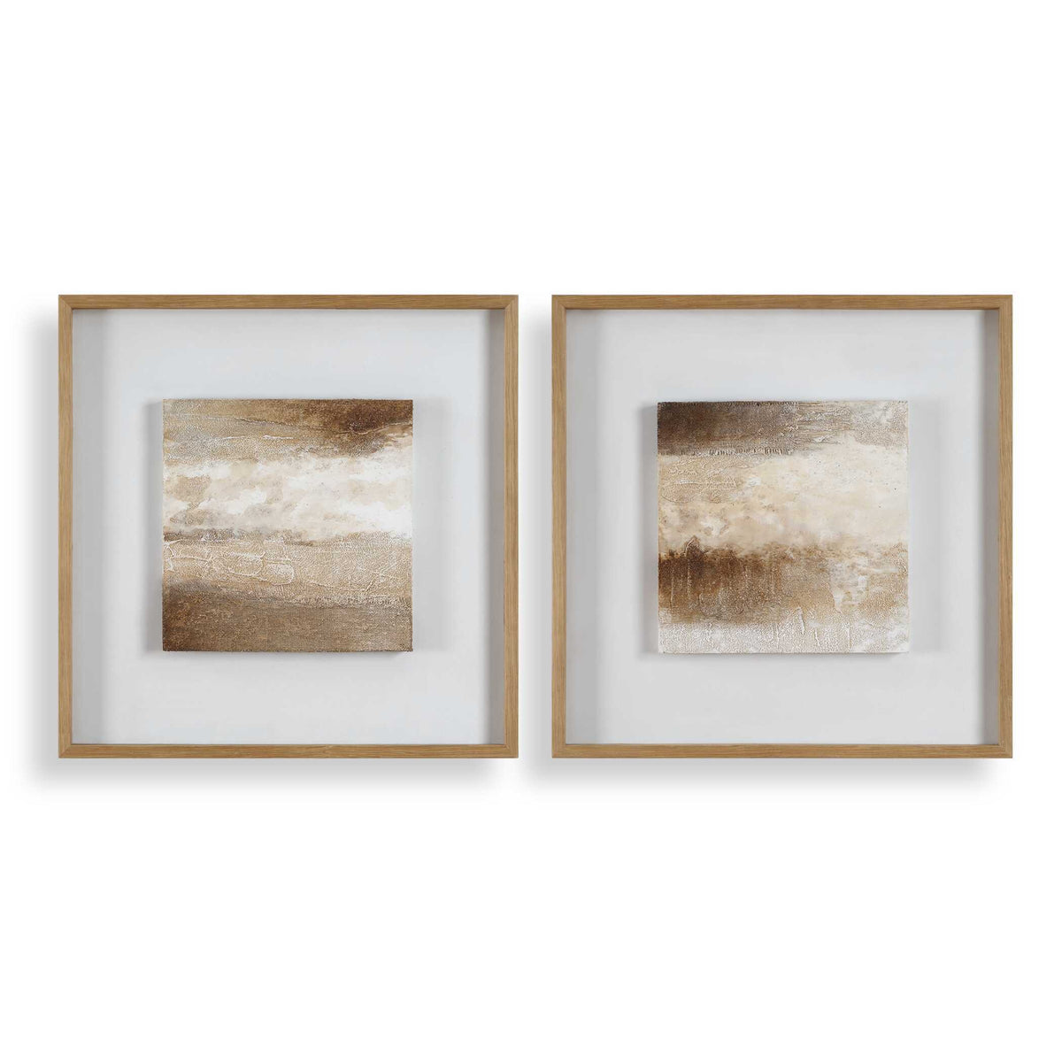 Between Lines Abstract Painting (Set of 2) - Light Brown / White by Uttermost - View 1