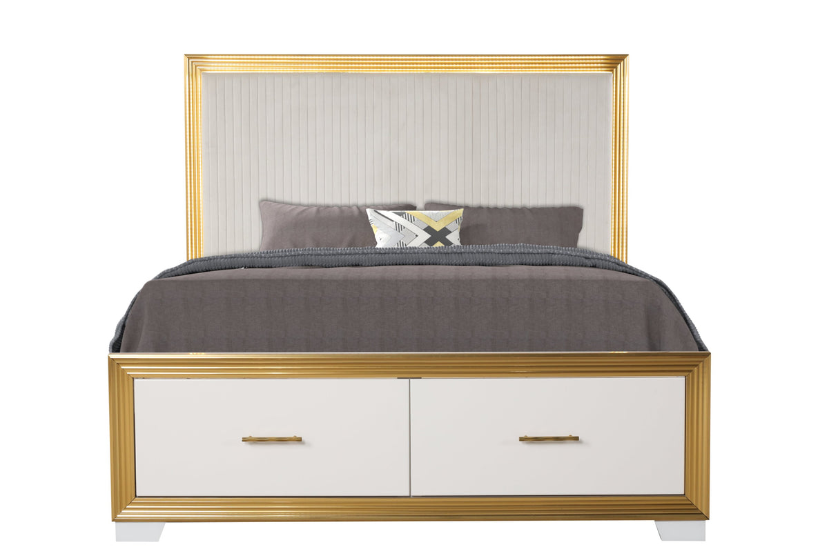 OBSESSION Contemporary Style Queen Tufted Bed Made with Wood & Gold Finish (CA INVENTORY)