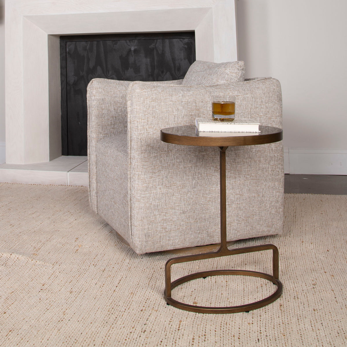 Jessenia Stone Accent Table - Dark Gray / Gold by Uttermost - View 2