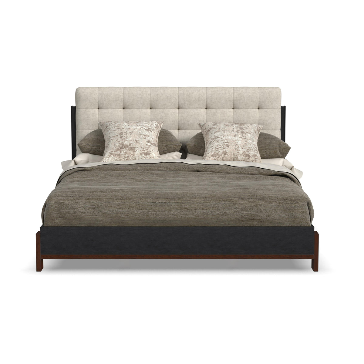 Waterfall Queen Upholstered Bed - Beige / Deep Ebony | Flexsteel