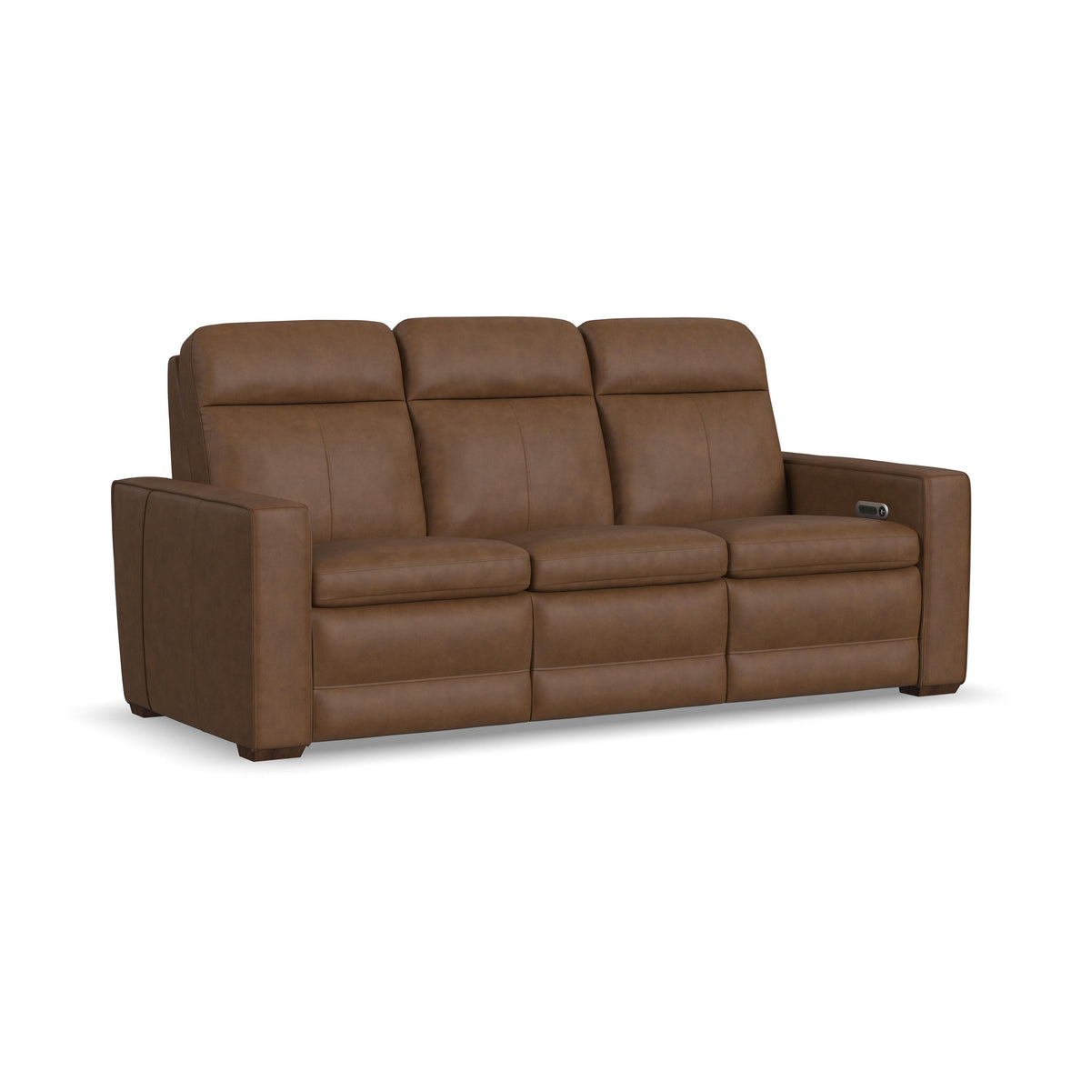 Dutch Power Reclining Sofa With Console, Power Headrest, & Lumbar - Dark Brown | Flexsteel