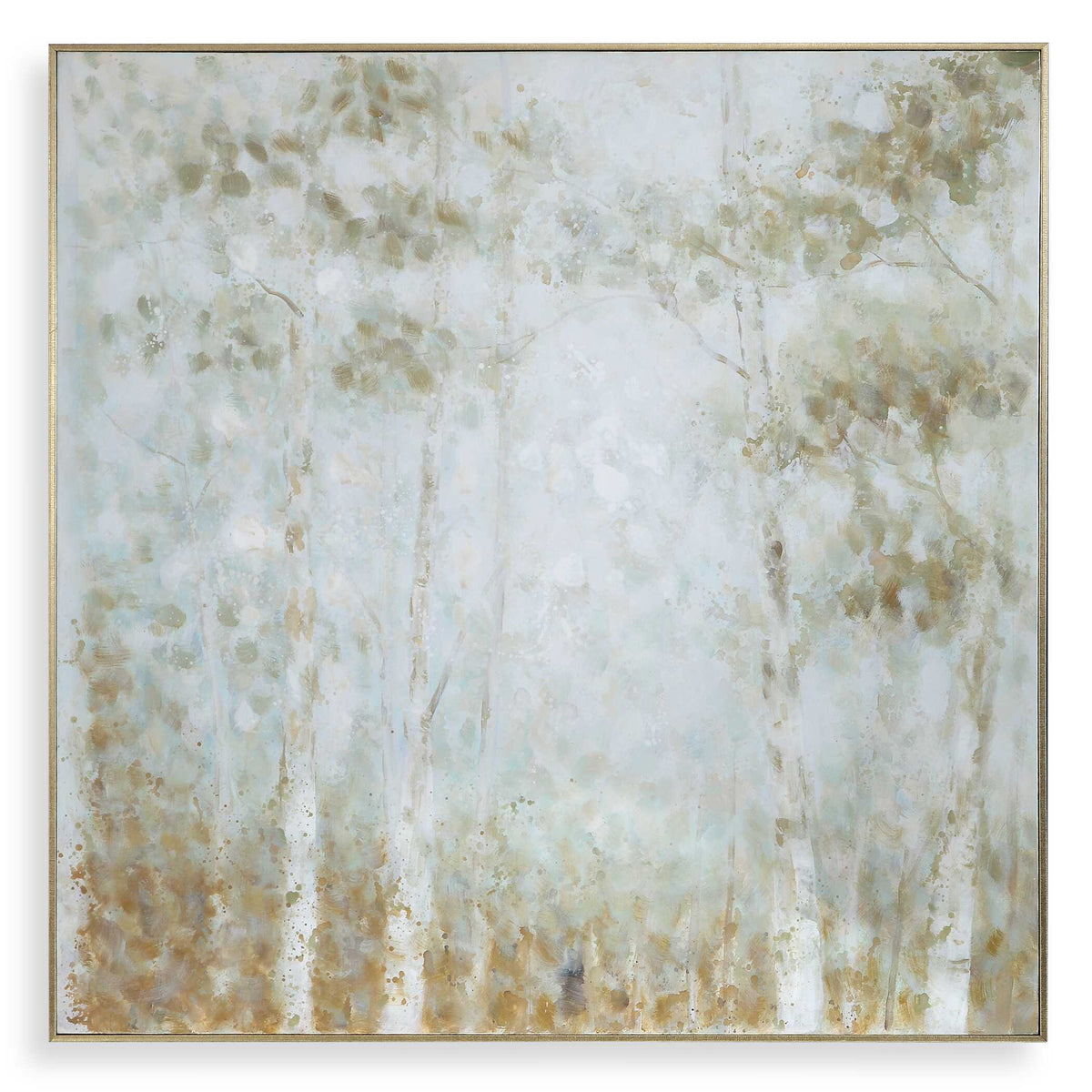 Cotton Woods Hand Painted Canvas - Light Blue / Light Brown by Uttermost - View 1