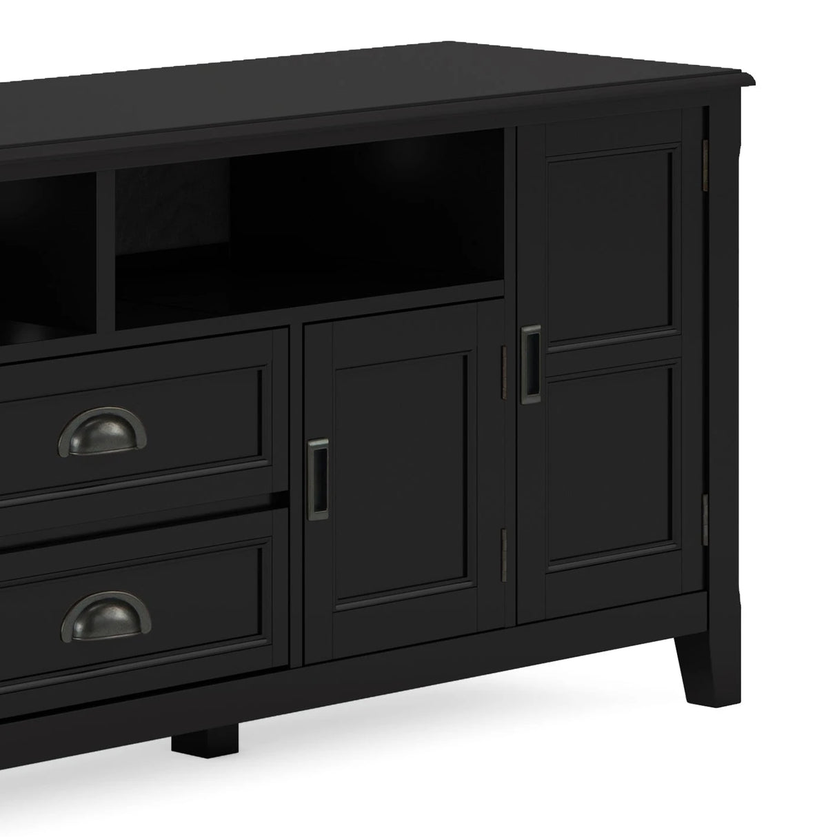 Burlington 72 inch Wide Solid Wood TV Stand in Black For TVs up to 80 inches - sold by Home Elegance USA
