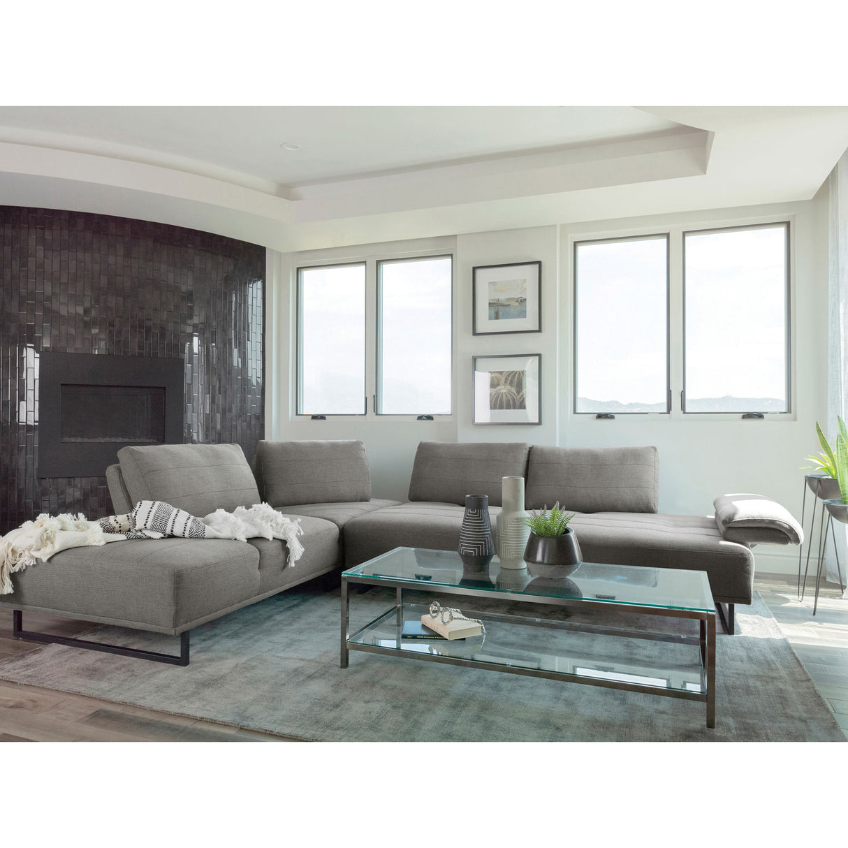 Harnal Taupe L-shape Sectional with Adjustable Back