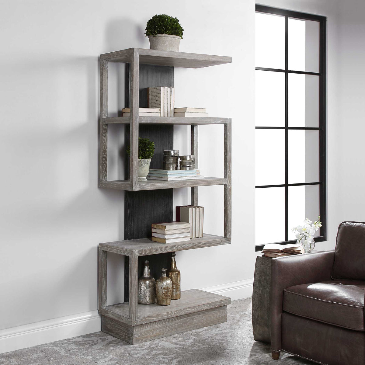 Nicasia Modern Etagere - Silver / Dark Gray by Uttermost - View 3