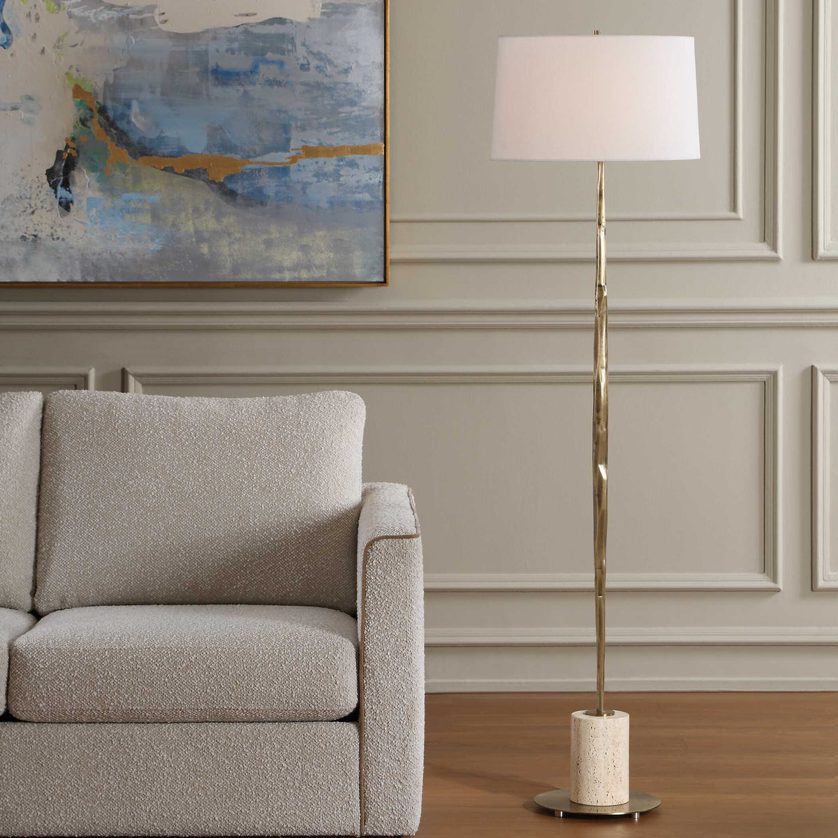 Halen Brass Floor Lamp - Gold by Uttermost - View 2
