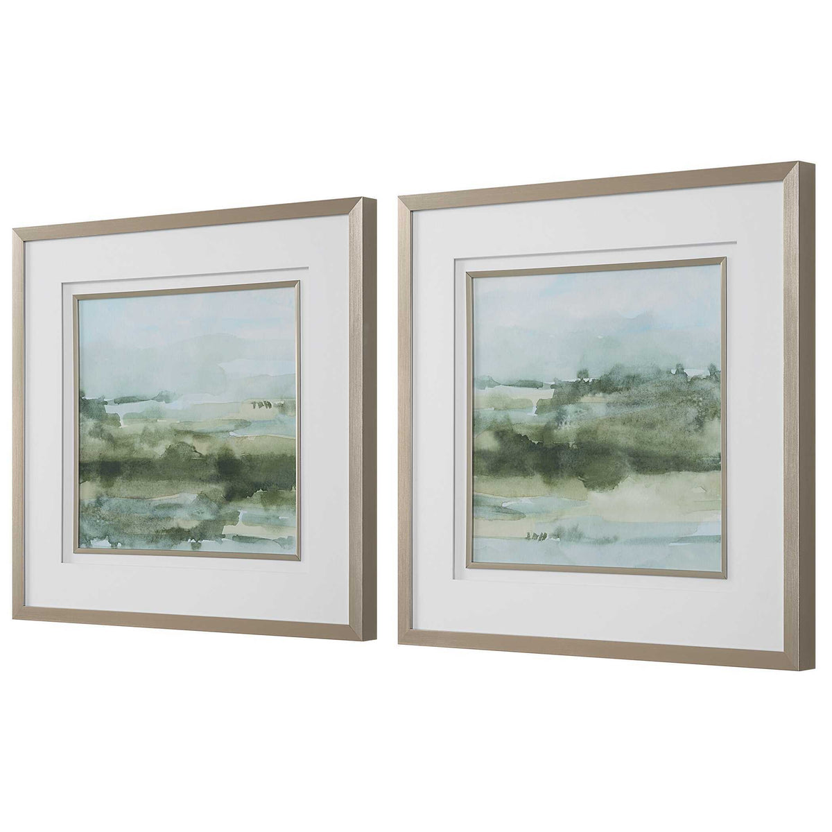 Soft Sage Abstract Landscape Prints (Set of 2) - Gray by Uttermost - View 4