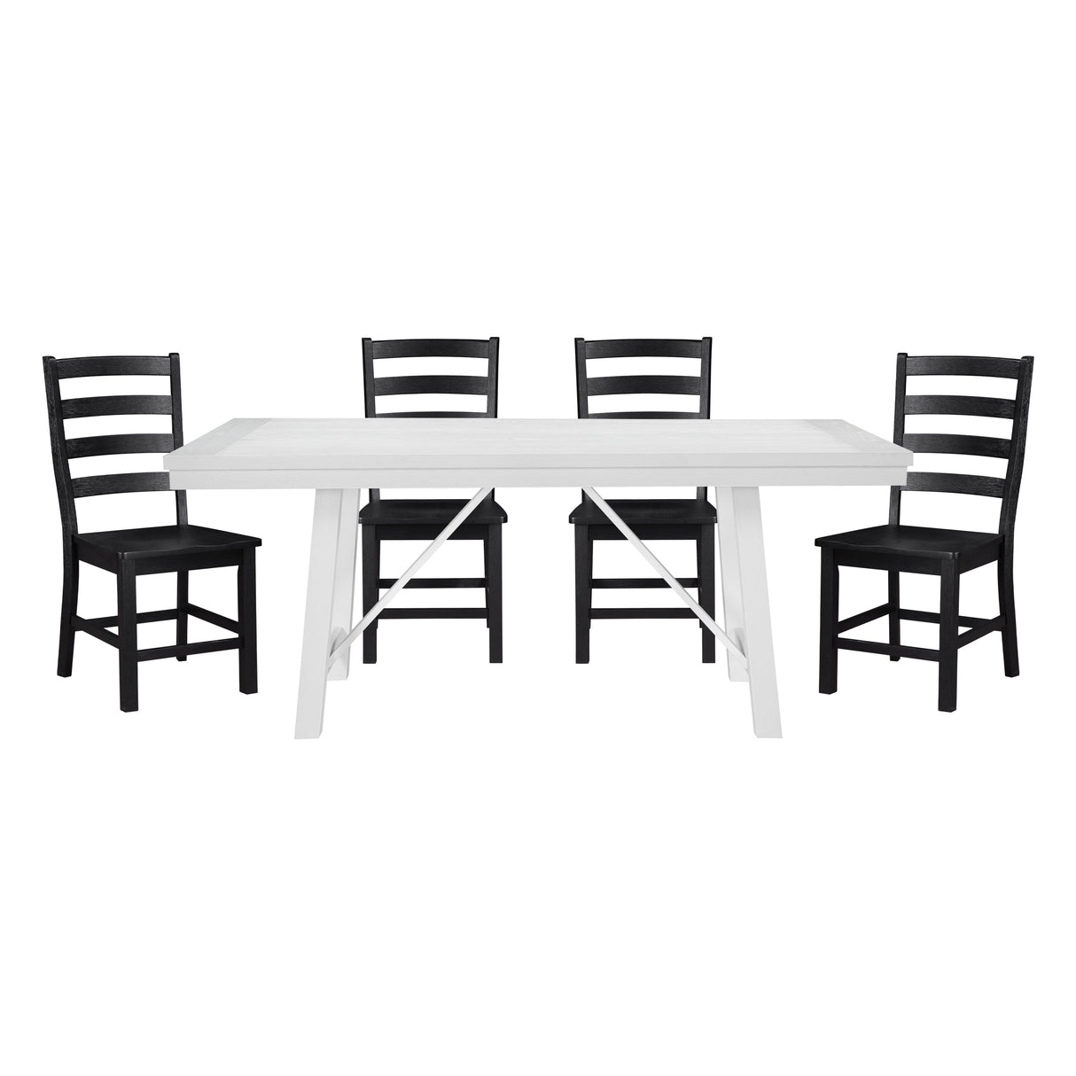 Modern Contemporary Black White 5pc Dining Set Table and 4 Side Chairs Set Wooden Kitchen Dining Furniture Casual Style - sold by Home Elegance USA