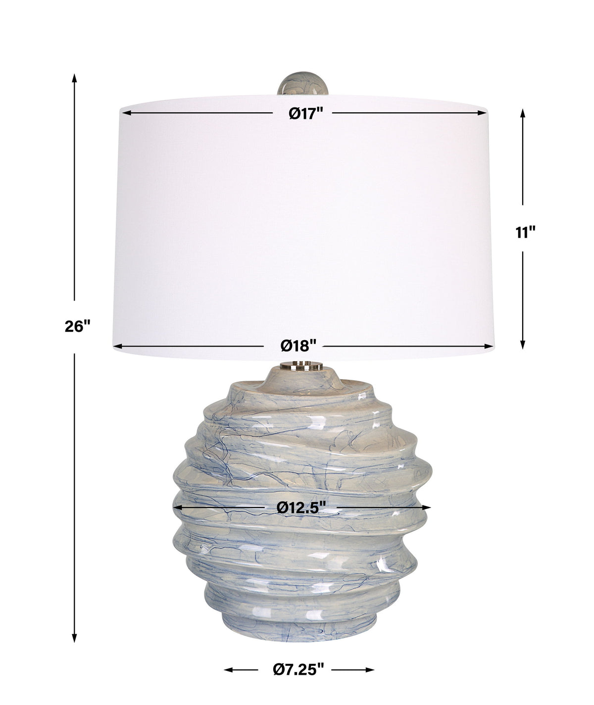 Waves Blue & White Accent Lamp by Uttermost - View 8