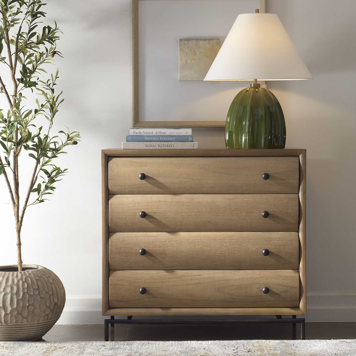 Millard Curved 4 Drawer Chest Woodtone - Light Brown by Uttermost - View 2