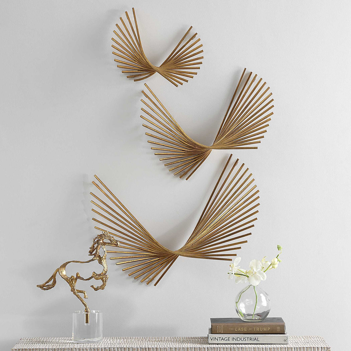 Coreograph Antique Wall Decor (Set of 3) - Gold by Uttermost - View 2
