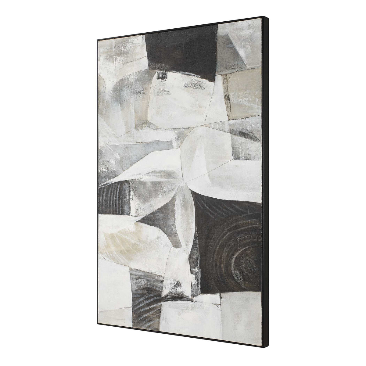 Folding Time Framed Abstract Art Black / Brown / Gray / White - Black / Gray by Uttermost - View 4