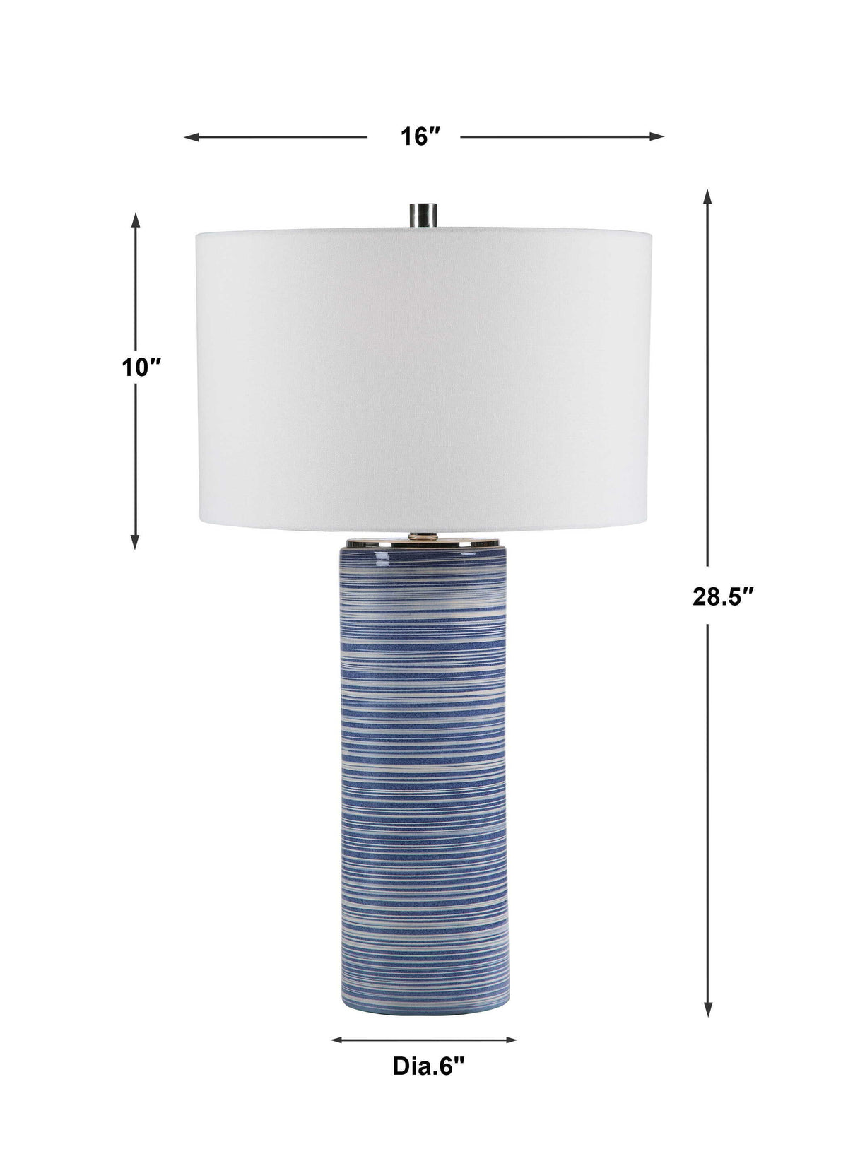Montauk Striped Table Lamp - Blue / White by Uttermost - View 10