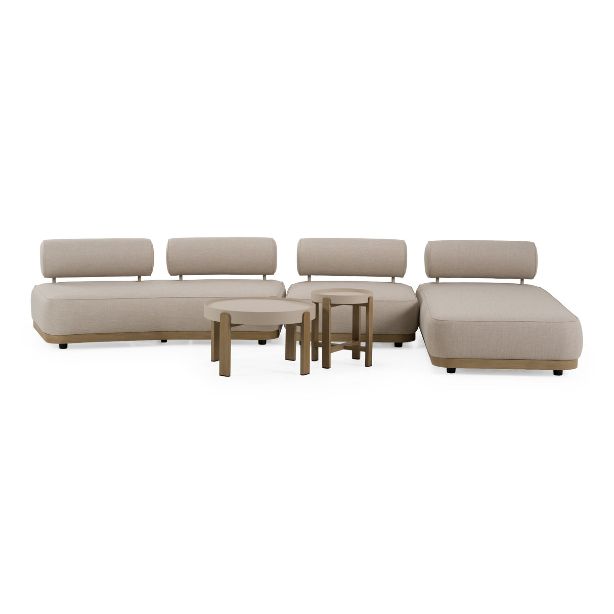 Alicante - Outdoor Grey Fabric + Latte 5-Piece Sofa Set - View Image 1