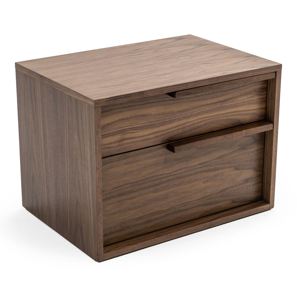 California King Amberlie - Modern White Vegan Leather + Walnut 4-Piece Bedroom Set