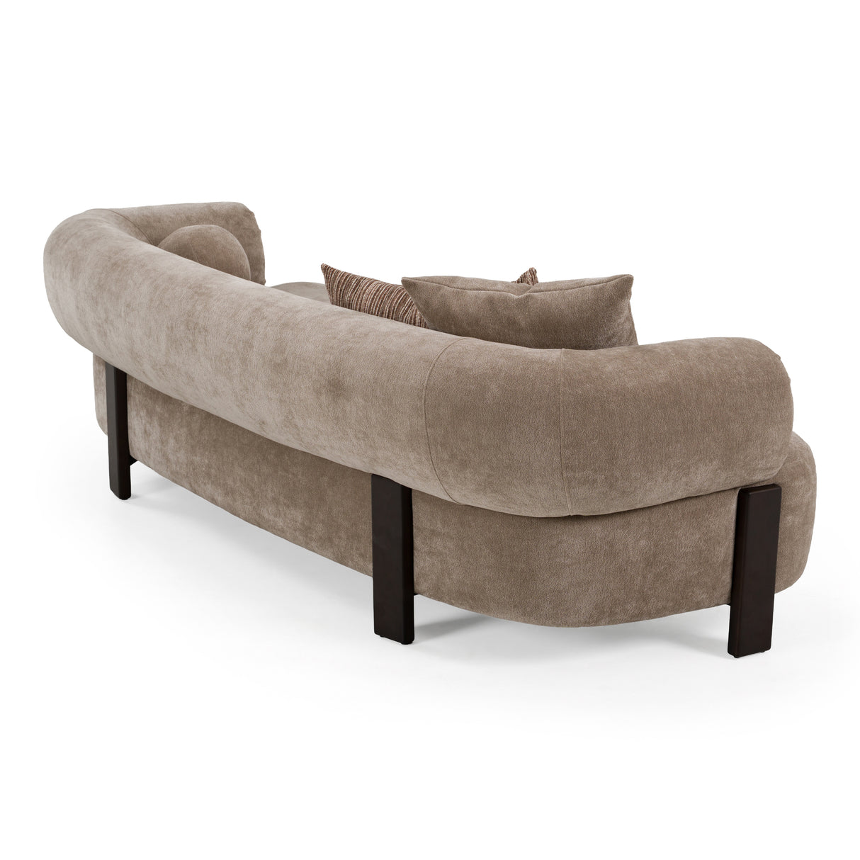 Arnaud - Modern Tan Fabric + Brown Oak Sofa - View Image 1