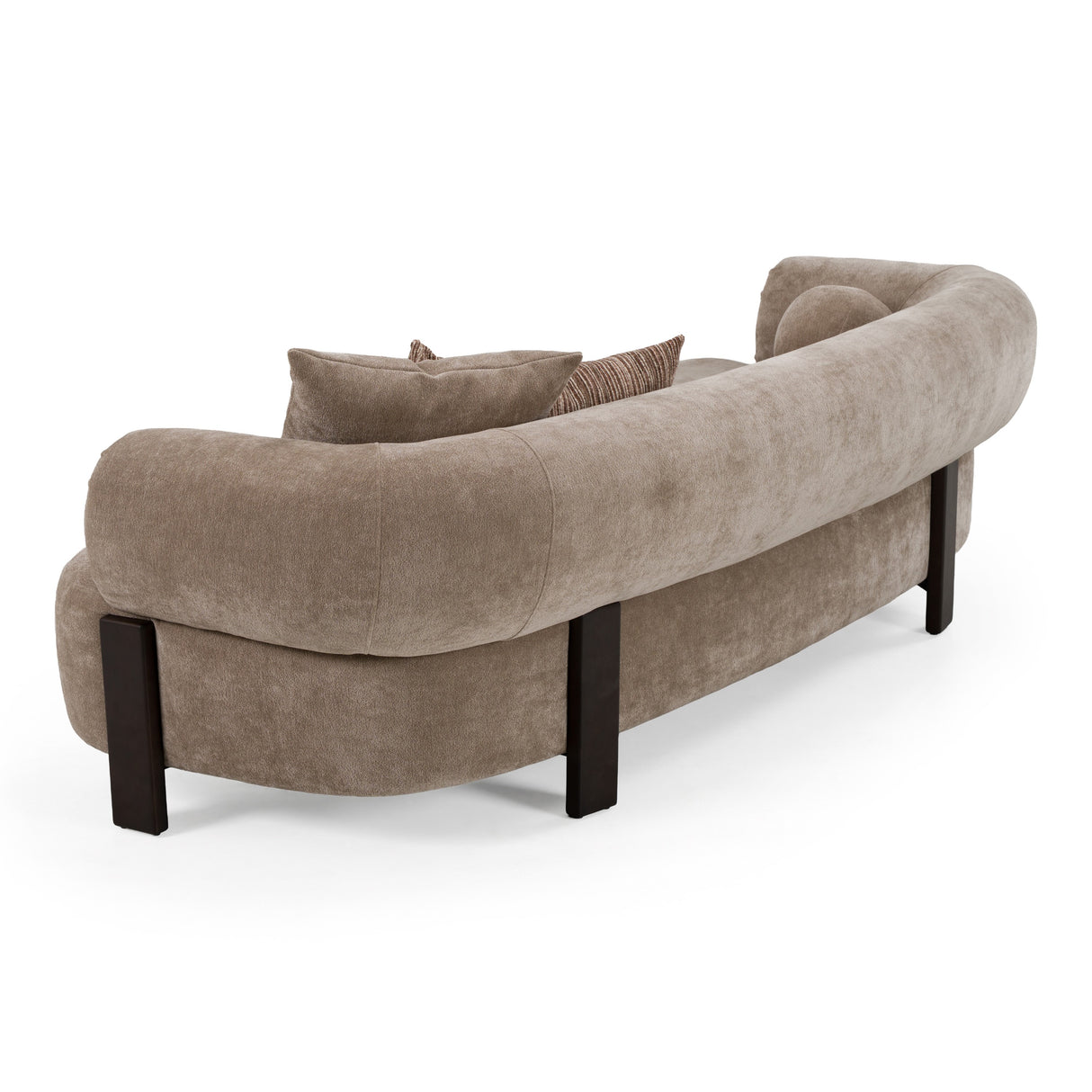 Arnaud - Modern Tan Fabric + Brown Oak Sofa - View Image 1