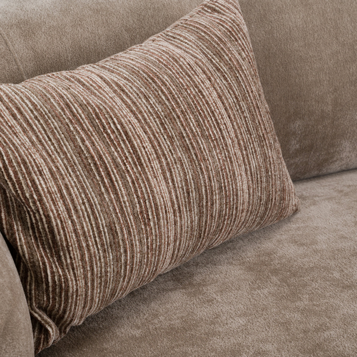 Arnaud - Modern Tan Fabric + Brown Oak Loveseat Sofa - View Image 1