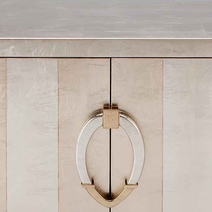 Artmax 2703-S Cabinet – Champagne Stripe and Silverleaf Finish Detail