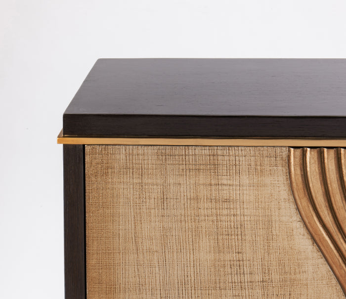 Artmax 2726-S Cabinet – Linen-Textured Doors with Antique Gold Design Detail