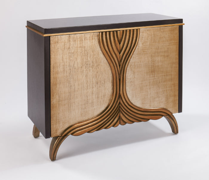 Artmax 2726-S Tobacco Wood Cabinet with Linen-Texture Doors – Angle View