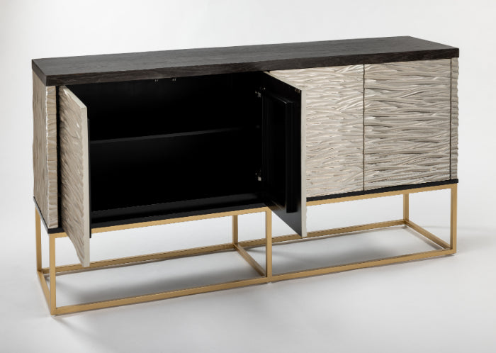 Artmax 4521-S Tobacco Oak and Silver Ripple Cabinet storage left