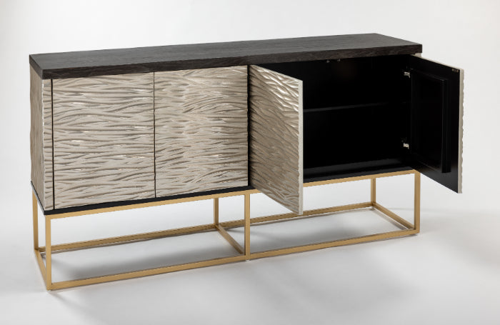 Artmax 4521-S Tobacco Oak and Silver Ripple Cabinet storage right