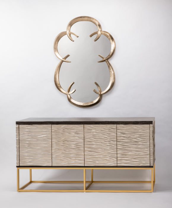 Artmax 4521-S-FM Tobacco oak and silver ripple cabinet and mirror front