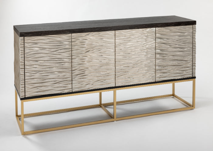 Artmax 4521-S Tobacco Oak and Silver Ripple Cabinet angle