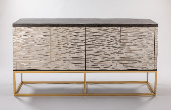 Artmax 4521-S Tobacco Oak and Silver Ripple Cabinet front