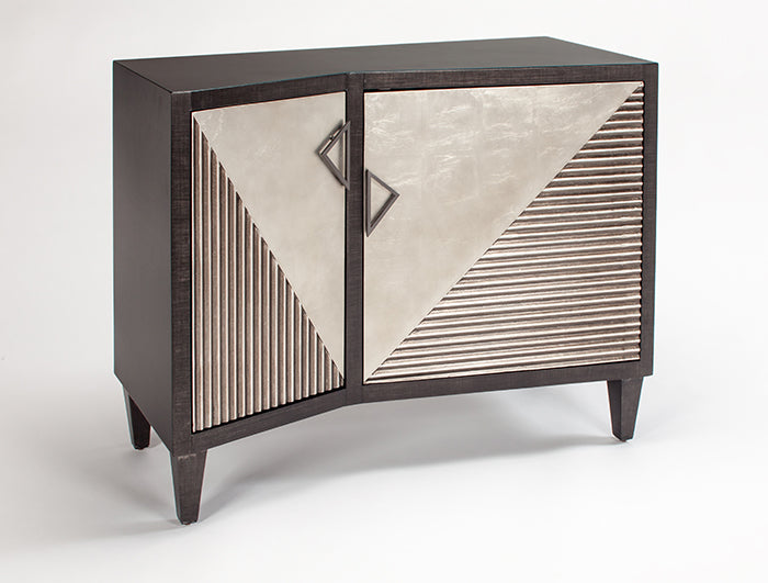 Artmax 4F05-S Black Brushed Cabinet with Smoky Burnt Silver Fluted Doors – Angle View