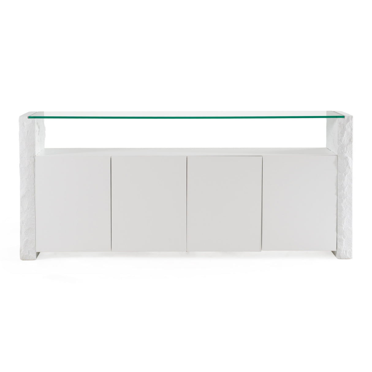 Ashley - Modern Glass + White Fiberglass Buffet - View Image 1