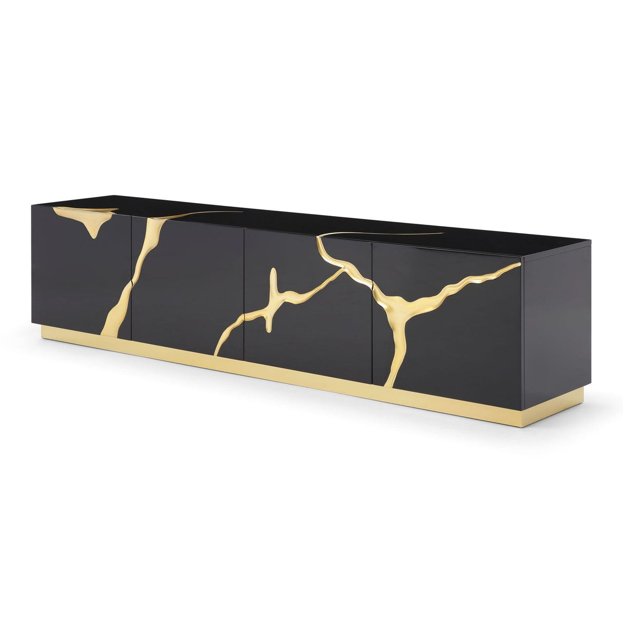Modrest Aspen - Modern Black & Gold TV Stand
