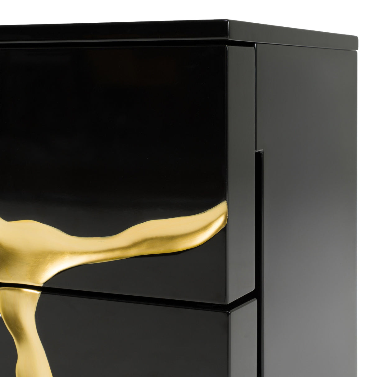 Modrest Aspen - Modern Wide Black and Gold Nightstand