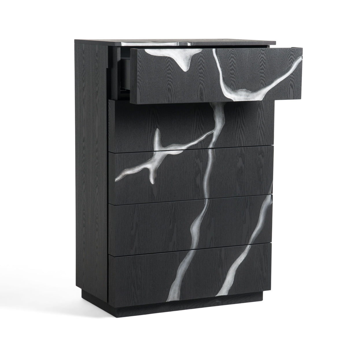 Modrest Aspen - Modern Matte Brown Ash & Silver Chest