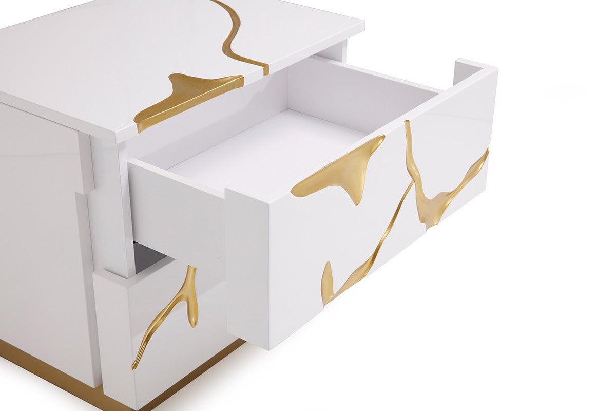 Sterling - Eastern King Modern Beige + Rose Gold Bed + Nightstands - View Image 1
