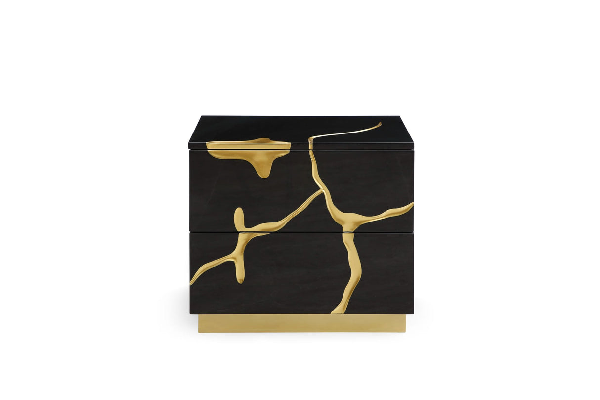 Aspen - Eastern King Modern Black + Gold Bed + Nightstands - View Image 1