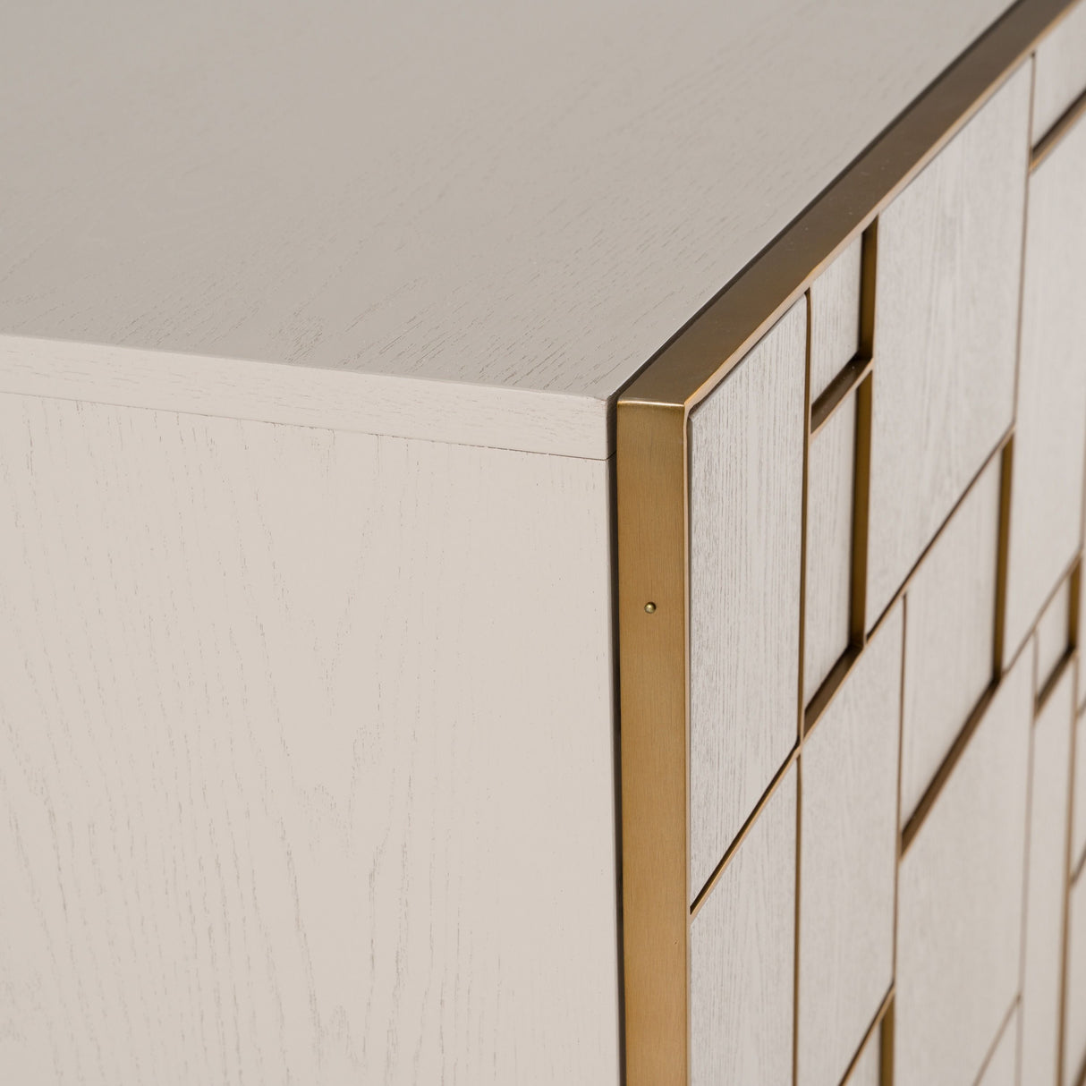 Modrest Auer - Mid-Century Modern Cream Ash + Gold Buffet