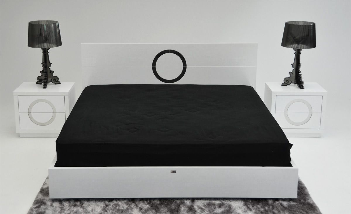 A&X Ovidius Modern White Crocodile Lacquer Bed Vgunaw223 - 180 | Home Elegance USA