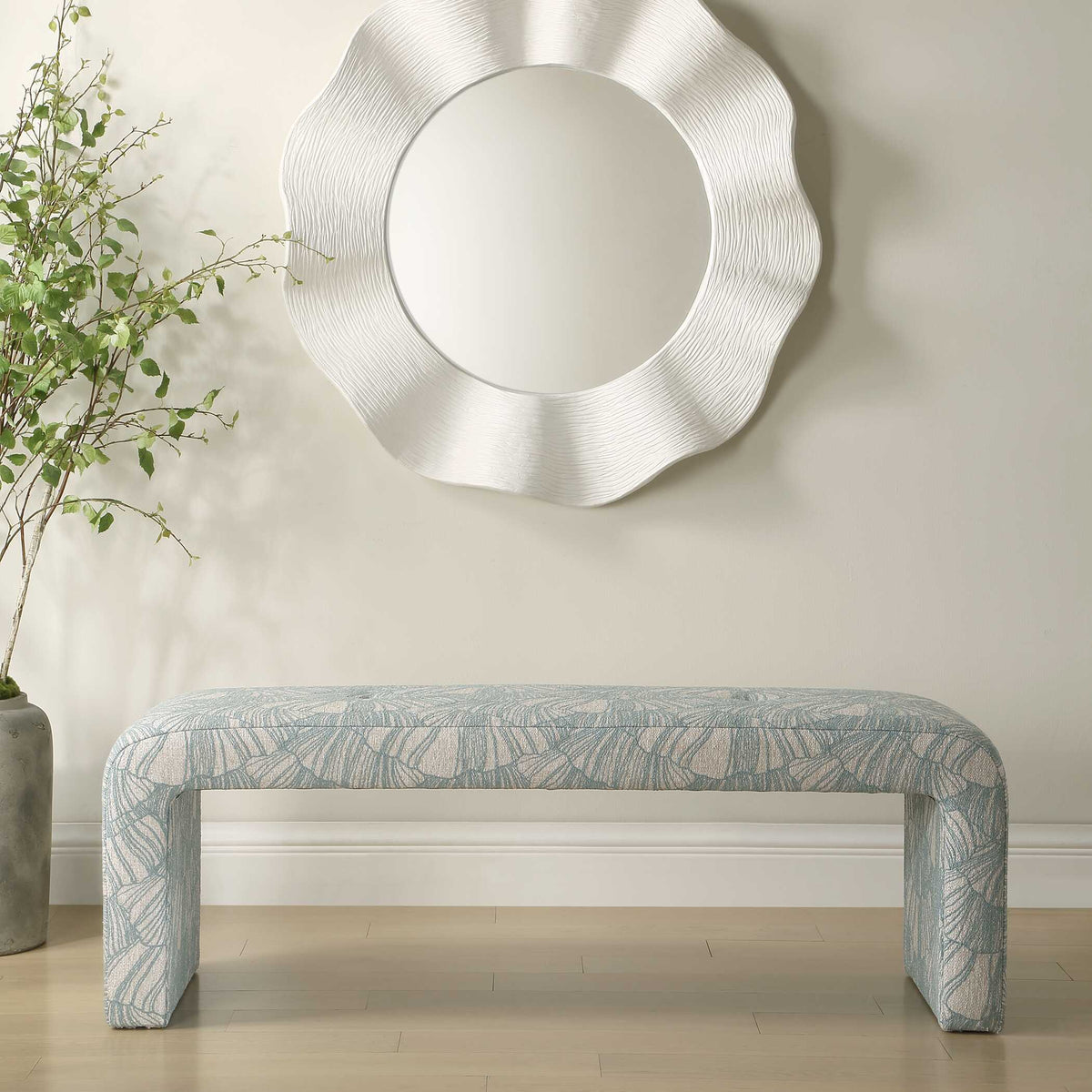 Amie Bench Spa Blue - Light Blue by Uttermost - View 2