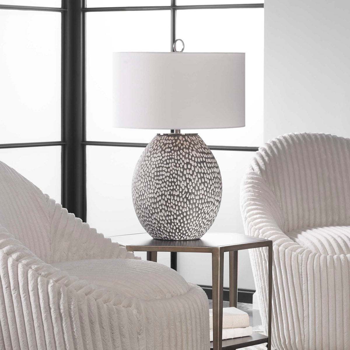 Cyprien Table Lamp Gray White - Dark Gray / White by Uttermost - View 8