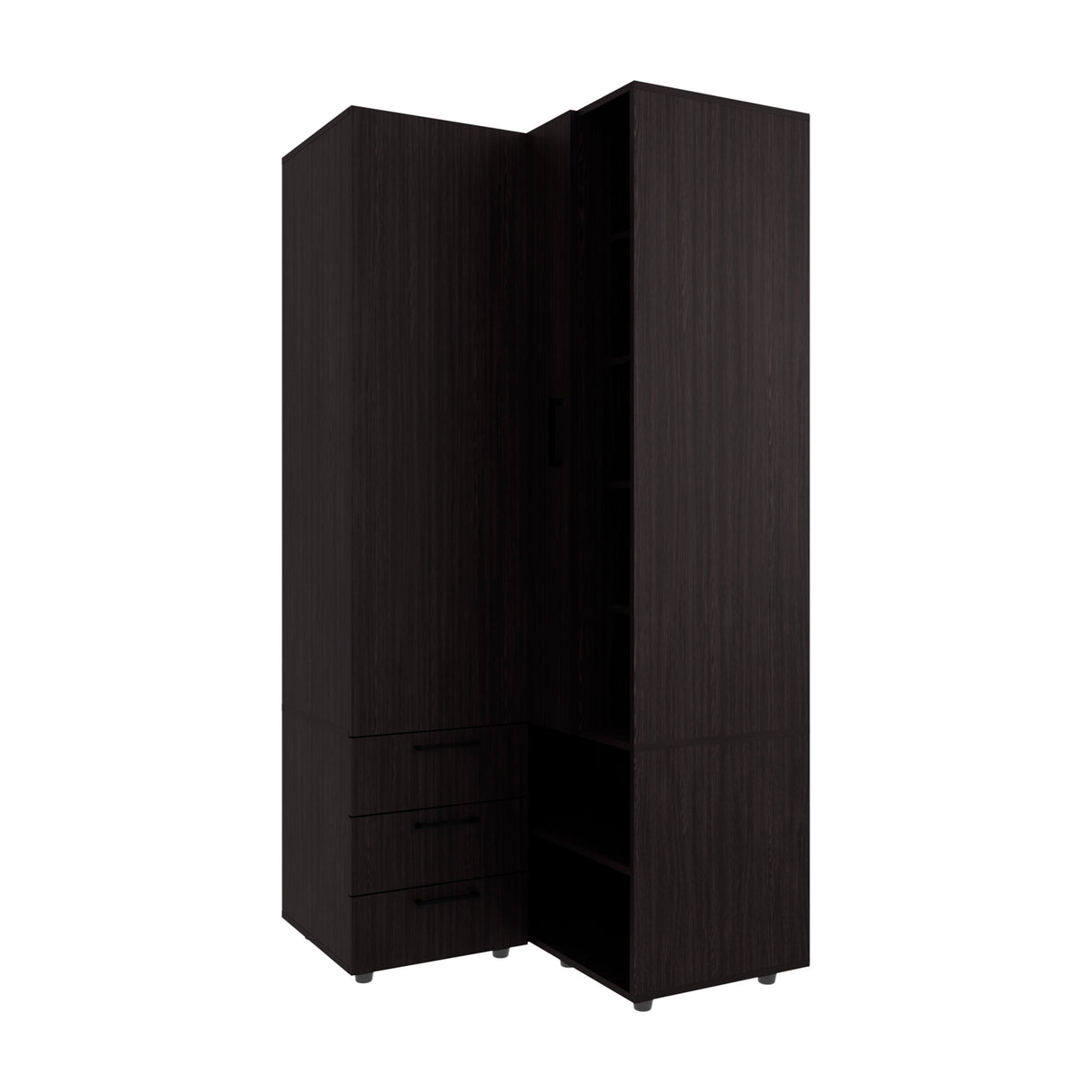 FM FURNITURE Thatcher Armoire- wardrobe, shoe storage, Open Storage and 2 - drawer, Wenge - sold by Home Elegance USA
