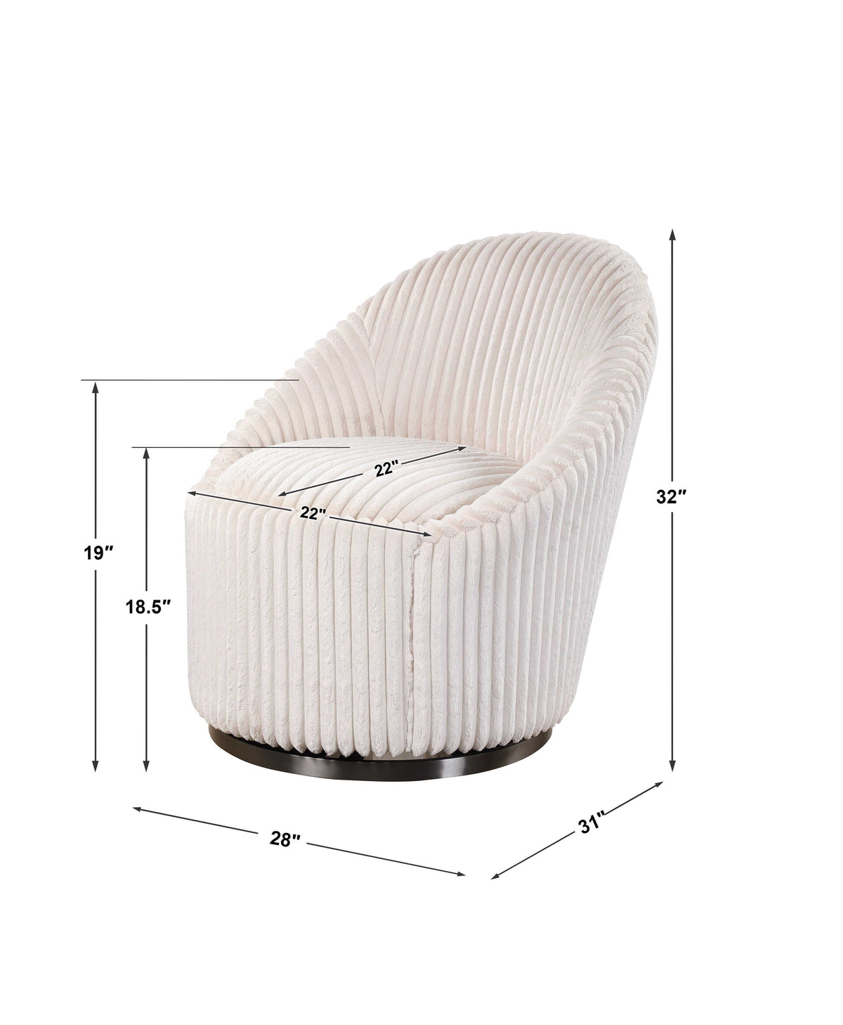 Crue Swivel Chair - White by Uttermost - View 9
