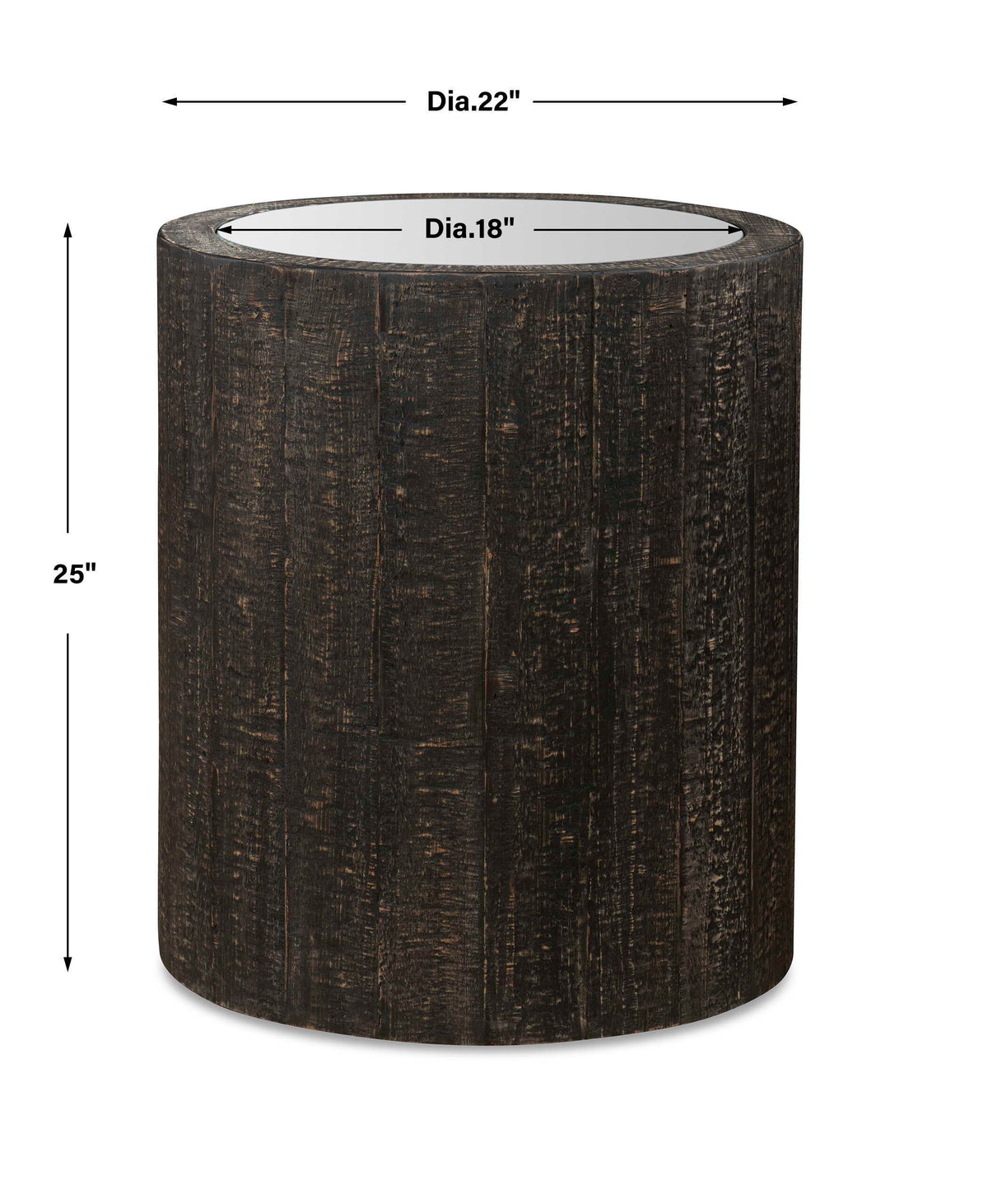 Sequoia Mirrored Drum Table - Black by Uttermost - View 4