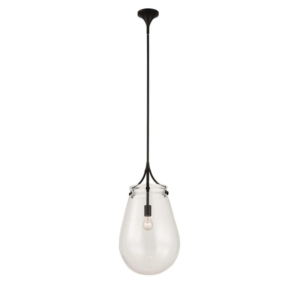 Dewdrop 1 Light Glass Shade Pendant - Black by Uttermost - View 9