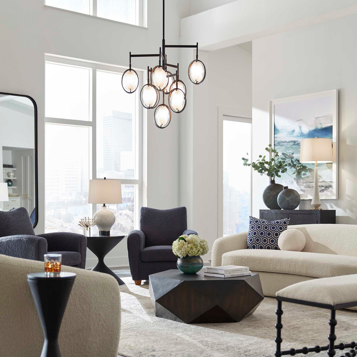 Maxin 9 Light Chandelier Dark Bronze - Bronze / Silver by Uttermost - View 4